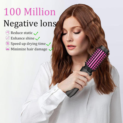 Cordless Curling Iron, Portable Hair Straightening, Cordless Hair Curler Anti-Frizz with Negative Ions, 3-in-1 Crimper Hair Tool, Rechargeable Wave Curling Wand - Rose Grey