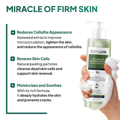 Anti Cellulite Mud Scrub Body Wash, Reduces Cellulite, Gentle Exfoliating, Improves Skin Texture, Provides a Smoother Look, 5.07 Fl Oz (6)