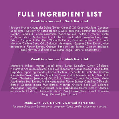 100% Natural Lip Scrub, Vegan Conditioning Coconut Lip Exfoliator - Gentle Exfoliant, Sugar Lip Polish and Lip Exfoliator Scrubber for Chapped and Dry Lips (Bakuchiol 3pc Set)