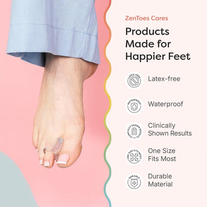 ZenToes Gel Toe Separators for Overlapping Toes, Bunions, Big Toe Alignment, Corrector and Spacer - 4 Pack (Glitter)
