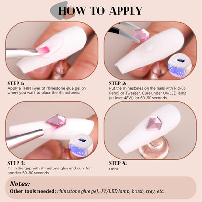 2750Pcs Pink Glass Nail Rhinestones 240Pcs Multi Shapes Flatback Nail Gems + 2510Pcs 1.5-4mm Round Crystal, Manicure Nail Charms Diamond Gemstones for Acrylic Nails Decoration