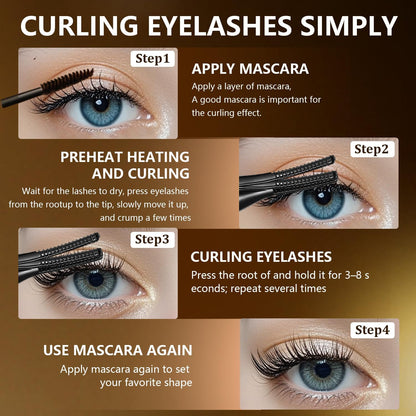 Heated Eyelash Curler, 2-in-1 Clip-Type Design, 3 Temperature Modes, USB Rechargeable Electric lash Curler, Natural Curling 24H Long-Lasting Curl, Gift for Women & Girls, Black A