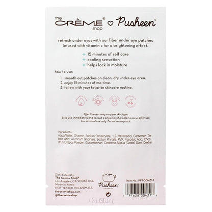 The Crème Shop X PUSHEEN KLEAN BEAUTY™ Fiber Under Eye Patches | Vitamin C Infused for Brightening | Cooling & Moisturizing | Set of 3 Pairs | Vegan & Cruelty-Free (Set of 3)