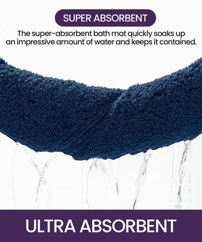 DEXI Bathroom Rugs 32x20, Washable Non Slip Bath Mat for Shower Floor, Absorbent Quick Dry Bathmat with Rubber Backing, Ultra Soft Plush Carpet for Tub, Navy