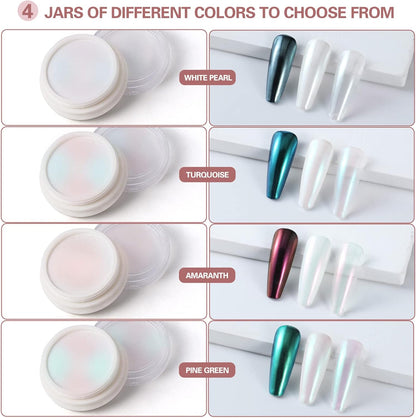 Artdone Chrome Nail Powder Metallic Mirror Glitter Effect Pigment Iridescent Aurora Mermaid Pearl Dust Kit for Gel Polish Nail Art Decoration, Resin Craft Arylic Powder