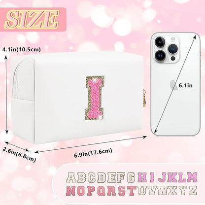 Initial letter patch makeup bag,