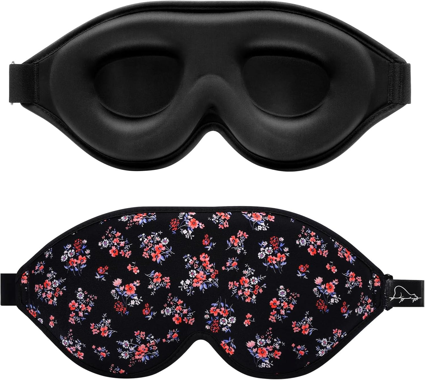 ALASKA BEAR Sleep Mask Memory Foam Contoured Eye Cups for Women and Men, Soft Stitched Edge 3D Blackout Eye Mask for Sleeping No Pressure on Eyelids and Eyelashes Protection, Earplugs Set, Floral