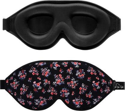 ALASKA BEAR Sleep Mask Memory Foam Contoured Eye Cups for Women and Men, Soft Stitched Edge 3D Blackout Eye Mask for Sleeping No Pressure on Eyelids and Eyelashes Protection, Earplugs Set, Floral