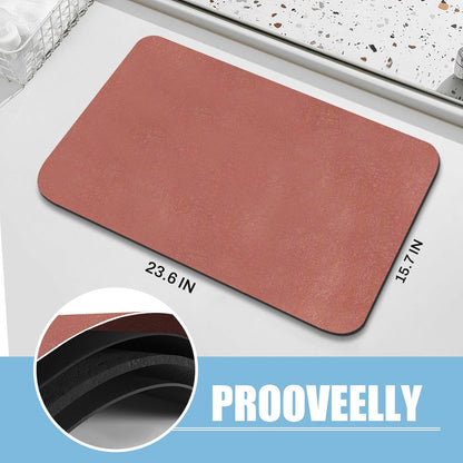 Diatomaceous Earth Bath mat Bathroom Rugs Super Absorbent Quick Dry Non Slip Bath Mat Thin Bathroom Floor Mats Fit Under Door-Shower Rug for in Front of Bathtub Shower, Brown, 15.7"*23.6"