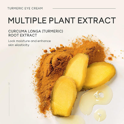 Turmeric Under Eye Cream, For Dull Eye Skin, Fine Lines, Eye Bags, Dark Circles, Eye Firming, Even Skin Tone, Hydrating, Moisturizes, Smooths Fine Lines Under Eye Serum, Turmeric Booster Eye Treatment Eye Cream