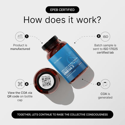 Nutriissa Full Spectrum Omega-3 – 2000 mg Oil Blend (Krill, Cod & Salmon Oil) – 1175 mg Omega-3s (EPA, DHA & DPA) – EPEB Certified, 3-Month Supply – Heart, Brain & Joint Support – 180 Halal Softgels