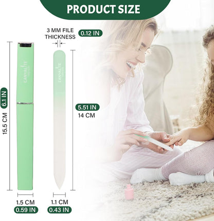 CANVALITE Glass Nail Files for Natural Nails Glass Fingernail File with Case Double Sided 180/320 Grit, Stocking Stuffers for Women Girls, Pack of 3