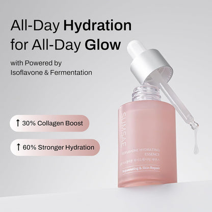 Isoflavone Hydrating Essence - Korean Skin Care with Polyglutamic Acid γ PGA from Korean Fermented Soybeans Hydrating and Firming Essence 30ml/1.01 fl.oz.