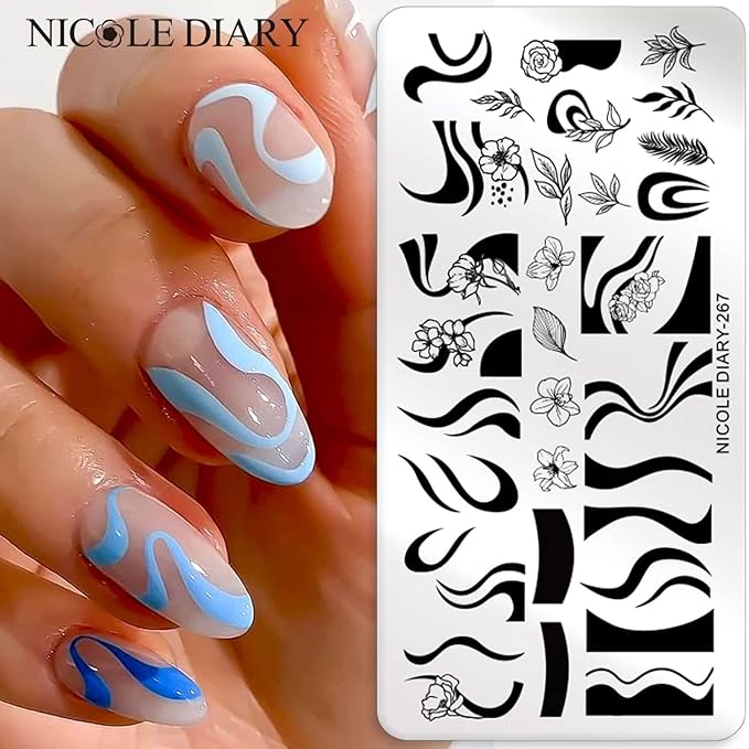 Nail stamping plates french wavy