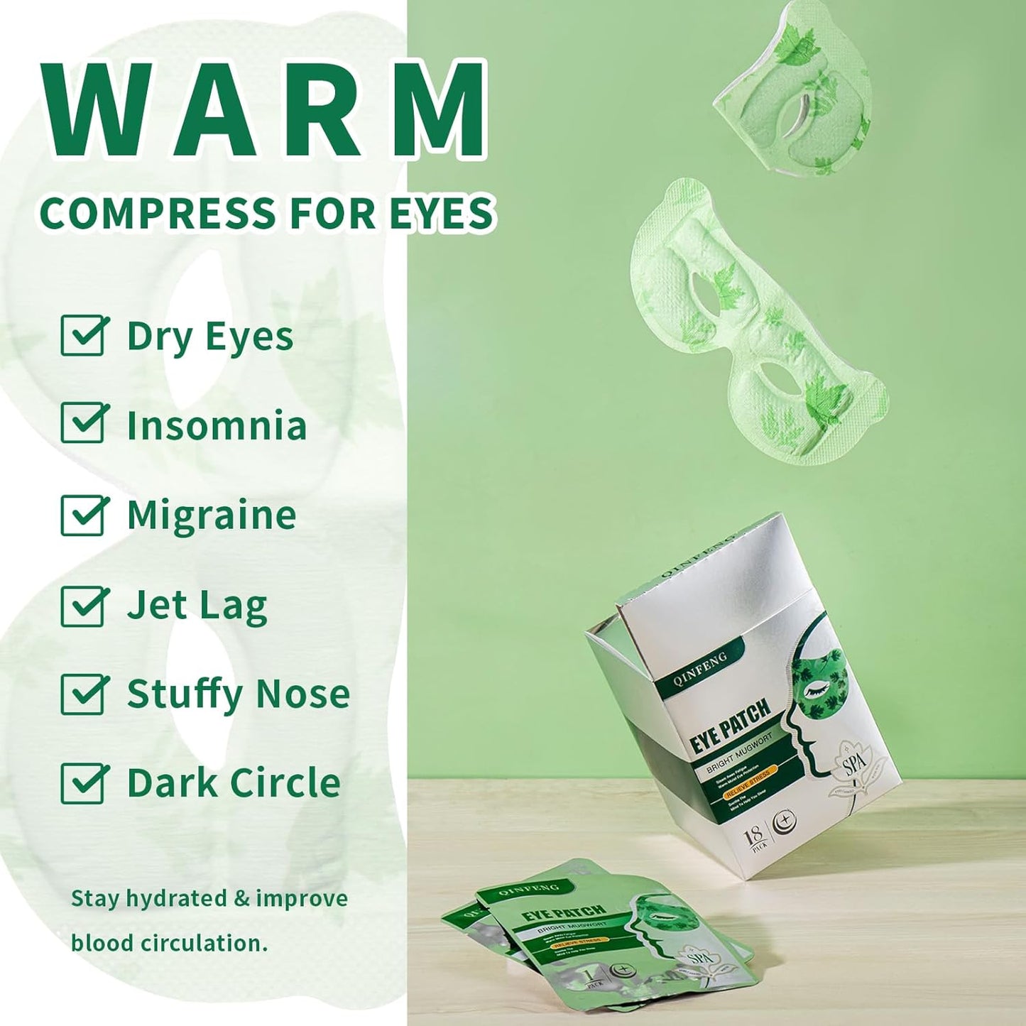 18 Packs Steam Eye Masks for Dry Eyes Hollow Spa Warm Eye Mask, Heated Eye Mask Reduce Puffiness & Dark Circles, Hydrate & Soothe Tired Eyes, Travel Essentials, Business Trip, Party Favors, Unscented