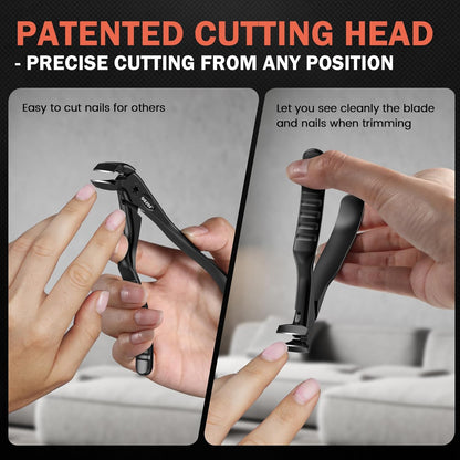 BEZOX Toenail Clippers for Seniors – Upgraded Long Handled Curved Head Toe Nail Clippers for Thick Nails for Elderly - Black