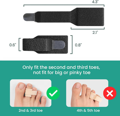 Welnove Hammer Toe Straightener - 8 Pack Broken Toe Wraps - Hammer Toe Corrector for Women - Toe Splints for Crooked Toes, Curled Toes, Bent Toes - (Large, Black)