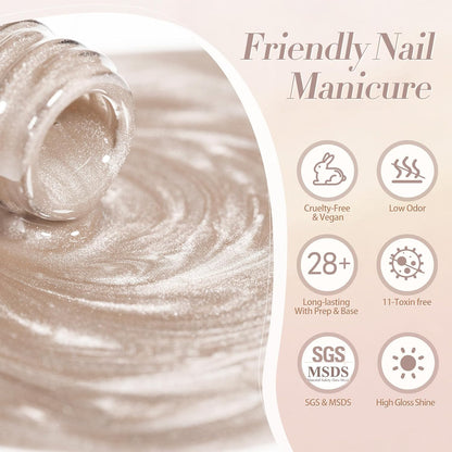 Born Pretty Cat Magnetic Eye Gel Nail Polish, Pink Moonlight Cat Magnetic Gel Nail Polish Delight Magnetic Nail Polish for Nail Art Manicure Salon DIY at Home 15ML