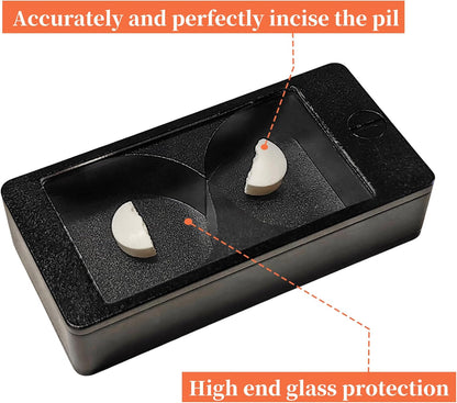 Professional Pill Cutter and Splitter - Precision Aluminum Slicer for Small Large and Tiny Tablets Best Cortador for Accurate Medicine and Vitamin Dosing Ideal Tablet Splitters for Pastillas (Black)