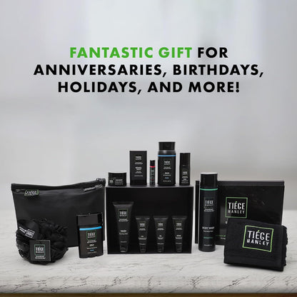 Tiege Hanley Mens Skin Care Gift Box Set, Platinum - Men's Skincare Set Includes Face Wash, AM & PM Moisturizer, Scrub, Eye Cream, Clay Mask, Retinol Stick, Body Wash, Deodorant, Lip Balm