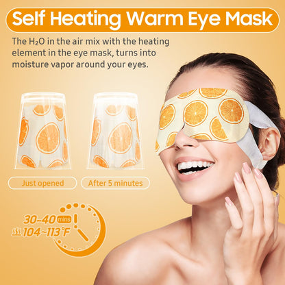 Steam Eye Mask, 10 Packs Heated Eye Mask, Self Heating Disposable SPA Warm Compress for Eyes Sleep Mask, Soothing Moist Heat Eye Masks, Travel Essentials & Relaxation Gifts (Orange Scent)