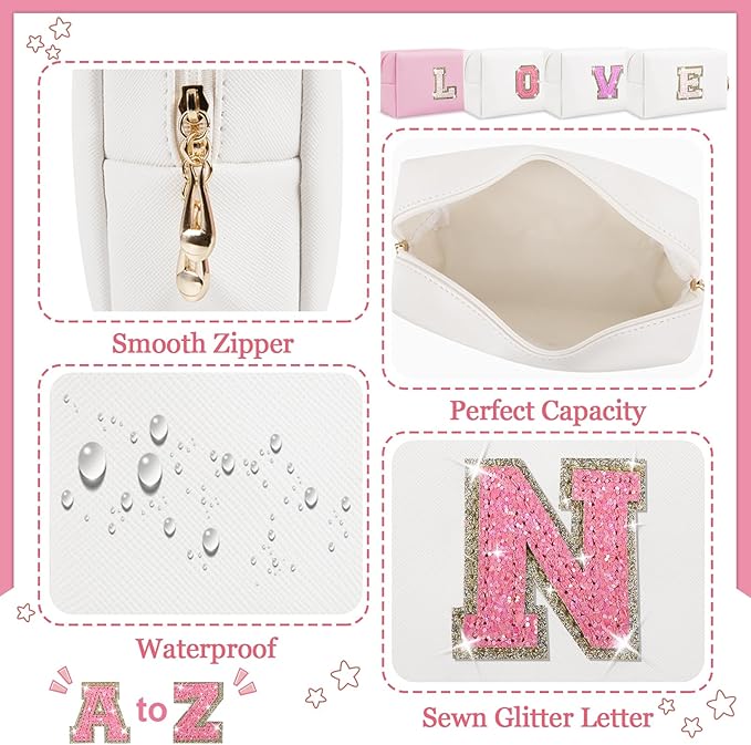 Personalized initial letter makeup bag,