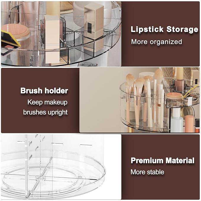 360 rotating makeup organizer with