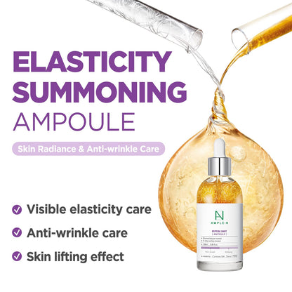 AMPLE:N Peptide Shot Ampoule - Anti-Aging Face Ampoule with Peptide Threads to Minimize Wrinkles and Improve Firmness - Peptide Serum to Lift Sagging Skin - Visibly Plump, 3.38 fl. oz.