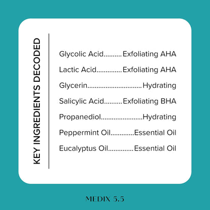 Medix 5.5 Glycolic Acid + Lactic Acid Exfoliating Body Wash Gel | KP Bump Eraser | AHA Exfoliant Skin Care Body Cleanser | Keratosis Pilaris & Acne | Anti Aging AHA Foaming Body & Face Wash, 15 Fl Oz