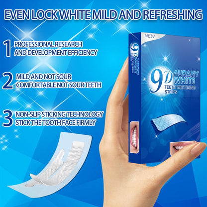 9D Sensitive Teeth Whitening Strips- Professional Enamel-Safe Formula, Fast Stain Removal for Coffee Drinkers & Smokers, Sensitivity-Free Whitening Kit-21Pairs (42Strips)