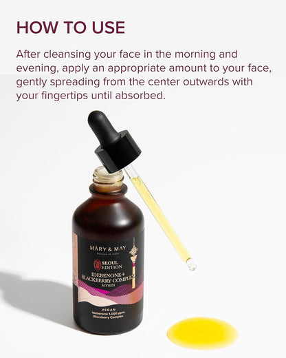 Mary&May SEOUL EDITION Idebenone Blackberry Complex Serum - Korean Anti Aging Face Serum for Skin Elasticity, Nourishing and Radiance - Fragrance-Free, Vegan, and Cruelty-Free, 2.7 fl.oz.