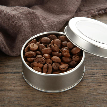 50Pcs 2 Oz Metal Tin Cans, Round Empty Containers with Clear Top, Salve Tins Containers With Lids for Candles Salve Cosmetic Candies Food Storage