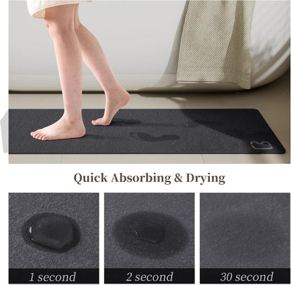 Dark Grey Bath Mat 15.7" x 47.2" Extra Long Bathroom Mat Large Fast Dry Super Absorbent Non-Slip Rubber Backed Shower Mat Bath Rugs Mats for Bathroom Floor, Tub, Shower, Sink, Dark Gray