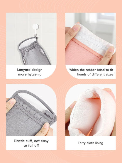 Exfoliating Glove (Original) Machine Washable Newly Upgraded With Thumb Holes Korean Body Scrubber 100% Vegan Viscose Exfoliating Mitt for Dead Skin Removal, Keratosis Pilaris & Self-Tan Prep