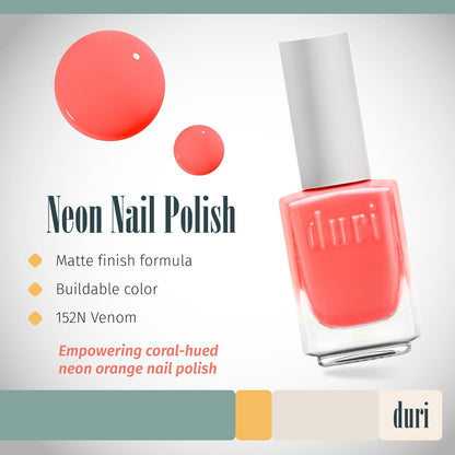 duri 152N Venom - Neon Pink Nail Polish, Matte Finish, Quick Drying, 0.45 Fl Oz