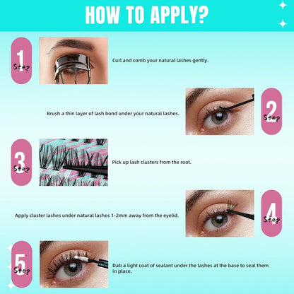 Lash Clusters Wispy 280PCS Eyelash Extension 70D Cluster Lashes Individual Lashes DIY Lash Extension Natural Look Cluster Eyelash Extensions Soft False Eyelashes at Home for Beginners(10mm)