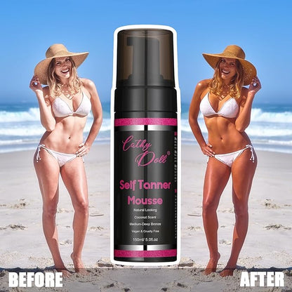 Cathy Doll Cruelty Free Sunless Tanning Mousse Natural Self Tanner Mousse Self Tanning Mousse For Fair Skin Body Face