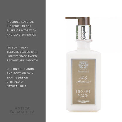 Antica Farmacista Body Moisturizer - Moisturizing Scented Lotion - Premium Body Moisturizer - Luxury Gift for Women & Men - Hand & Skin Hydration - Desert Sage, 10 Fl Oz