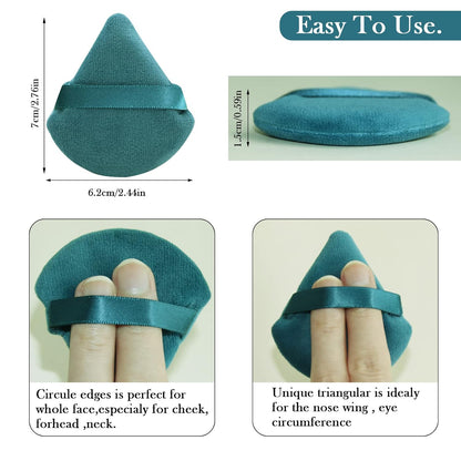 Powder Puffs Daubigny 6 Pieces Powder Puff Face Soft Triangle Makeup Puff for Loose Powder Mineral Powder Body Powder Velour Cosmetic Foundation Blender Sponge Beauty Makeup Tools(Peacock Blue)