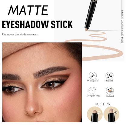 Eyeshadow Stick Matte Eye Brightener Pencil Cream Nude Eye Shadow Base Crayon Long-Lasting Crease-Proof Naked Eyeshadow Blendable High Pigmented Single Eyeliner Makeup for Women, 3 DESERT