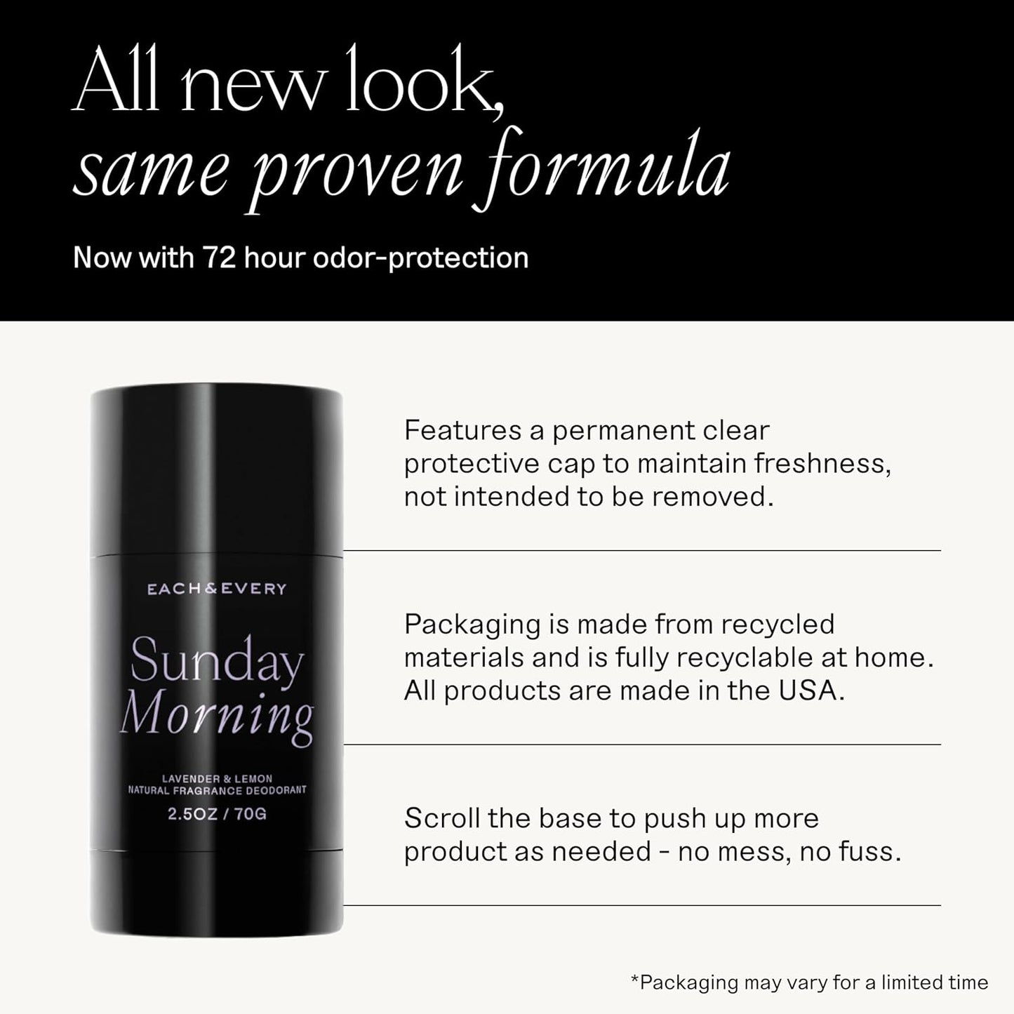 Each & Every Aluminum Free Deodorant for Women & Men, Lavender & Lemon - All Natural Deodorant for Sensitive Skin, EWG Verified - Clean, Baking Soda-Free, Plant-Based Fragrance - 2.5oz, 2 Pack