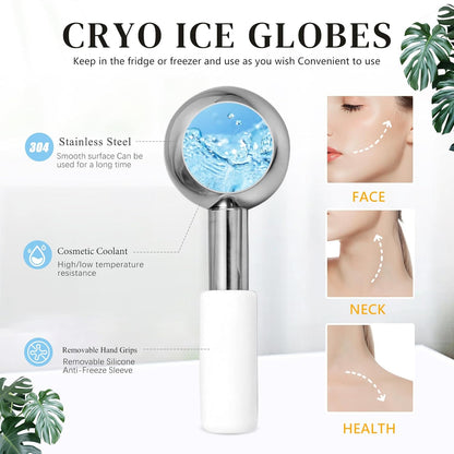 Ice Globes for Face, Unbreakable Stainless Steel Ice Globes for Facials for Puffiness, Wrinkles,Ice Balls for Face Neck & Eyes Skin Care
