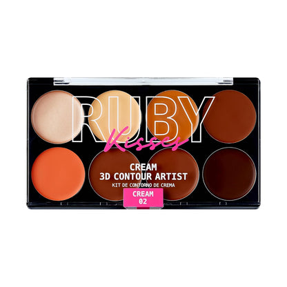 Ruby Kisses Flawless Finish with 3D Contour Cream Makeup Palette – Lightweight, Multi-Palette, Contouring Foundation, Creamy, Sculpt &Highlighting, Define Cheekbones (Dark Medium)