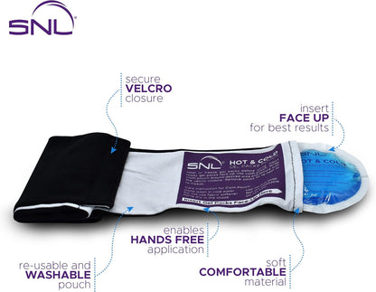 SNL Quality Hot & Ice Packs [6 Gel Packs], Reusable, Round, Soft Fabric Backing, for Breastfeeding, Pain Relief, First Aid - Includes: Wrap Sleeve for Hands-Free Application, Storage Bag