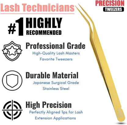My Lash Tools New Isolation Lash Tweezers For Eyelash Extensions Best for Individual Isolation & Classic Lashes Japanese Stainless Steel Lightweight Precision Lashing Twisers (Gold)