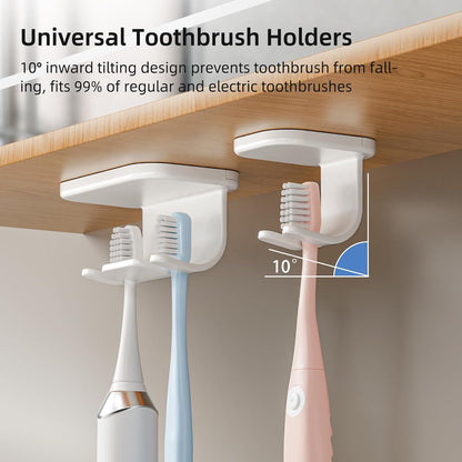 Toothbrush Holders for Bathroom【Innovation Magnetic Inverted Design】 Toothbrush Holders Wall Mounted with Bathroom Tumbler Toothbrush Cup for Bathroom Cabinet Storage