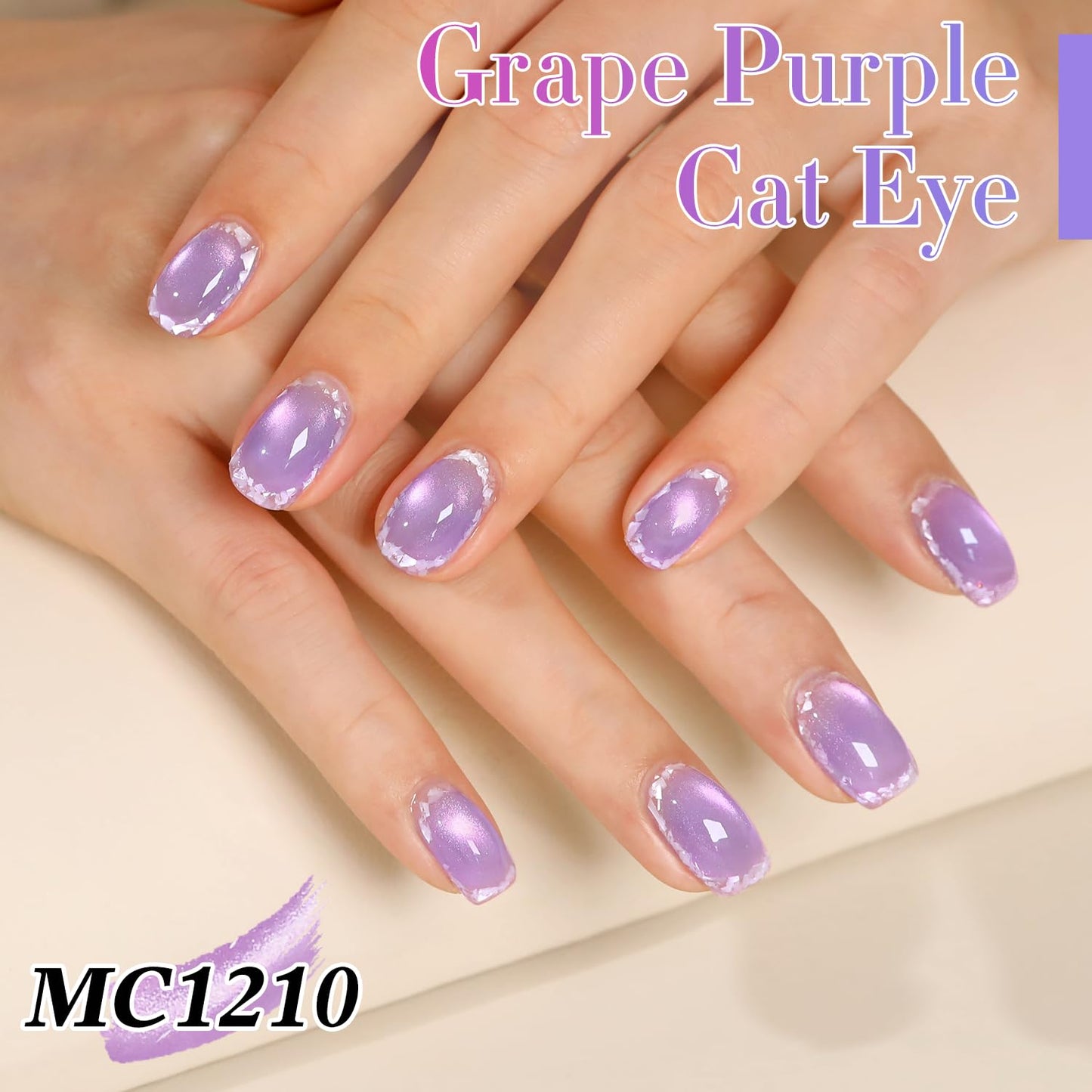 Double Rhythm 0.5 OZ Cat Eye Gel Polish with Magnet 15ML Holographic Glitter Shimmer Translucent Jelly Color Magnetic Nail Polish Salon DIY at Home (Lavender-MC1210)