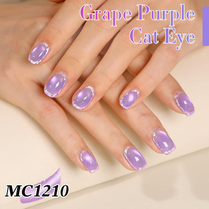 Double Rhythm 0.5 OZ Cat Eye Gel Polish with Magnet 15ML Holographic Glitter Shimmer Translucent Jelly Color Magnetic Nail Polish Salon DIY at Home (Lavender-MC1210)