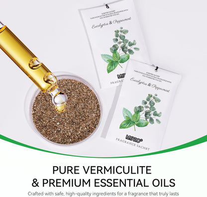 MYARO 12 Packs Eucalyptus Mint Scented Sachets for Drawer and Closet, Long-Lasting Closet Sachet Bags Drawer deodorizers Fresh Scents, Home Fragrance for Lover