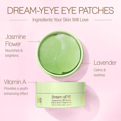 Pixi Beauty Dream-yEYE Calming Hydrogel Under Eye Patches | Vitamin A and Jasminie Help Hydrate and Smooth Under Eyes | 30 pairs / 60 Patches